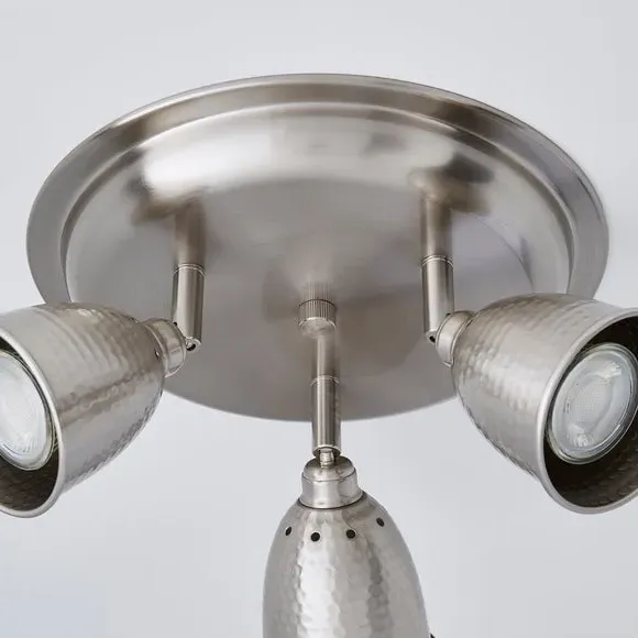 3-Light Semi Flush Spotlight - Chrome, Metal