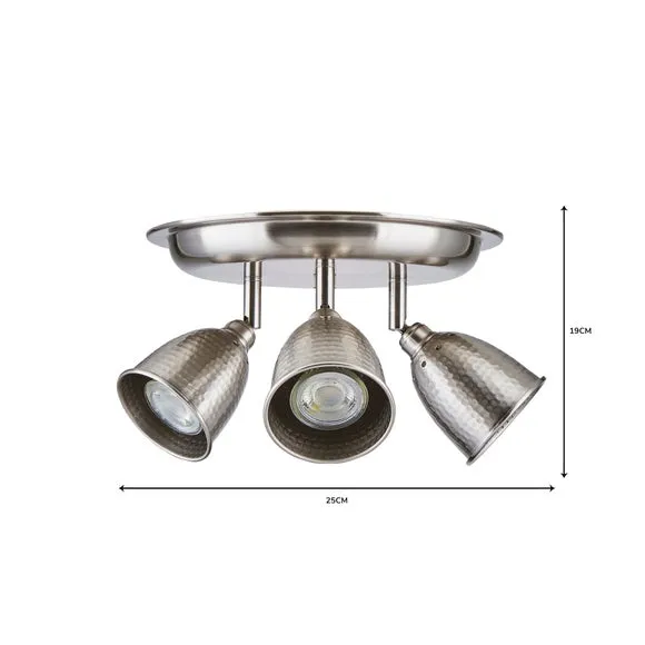 3-Light Semi Flush Spotlight - Chrome, Metal
