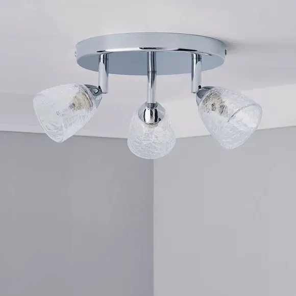 3-Light Semi Flush Spotlight - Clear, Glass