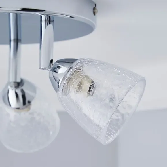 3-Light Semi Flush Spotlight - Clear, Glass