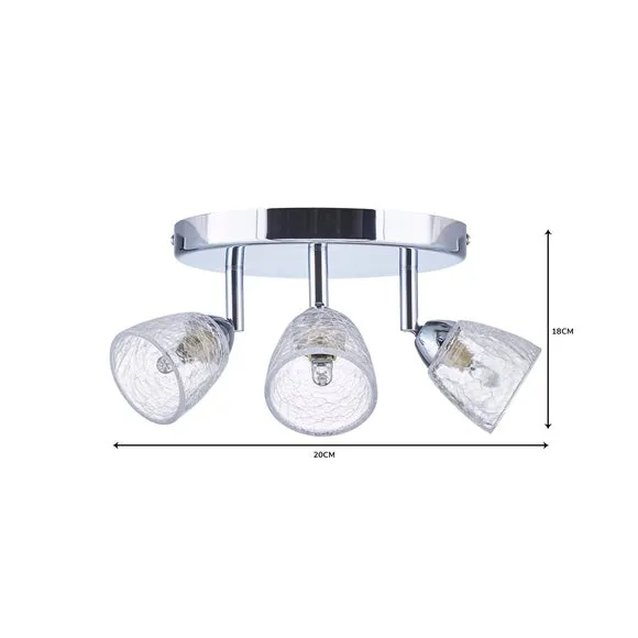 3-Light Semi Flush Spotlight - Clear, Glass