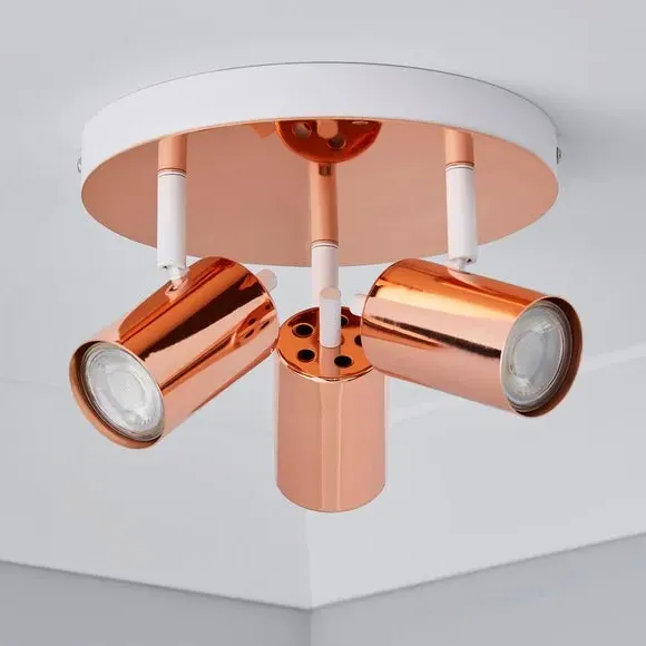 3-Light Semi Flush Spotlight - Copper, Metal