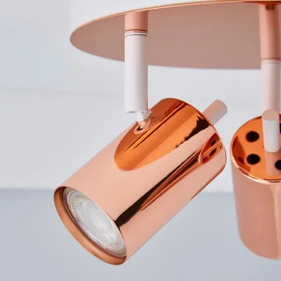 3-Light Semi Flush Spotlight - Copper, Metal