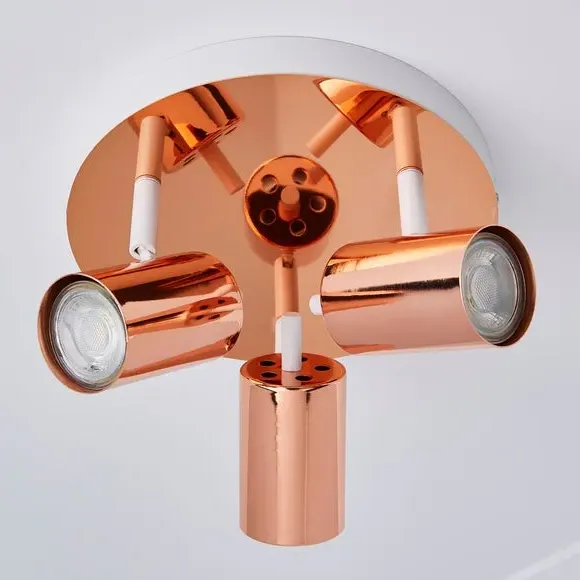 3-Light Semi Flush Spotlight - Copper, Metal