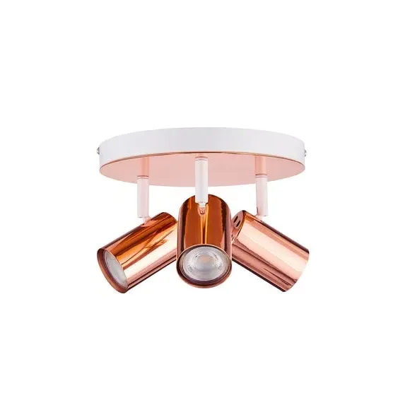3-Light Semi Flush Spotlight - Copper, Metal