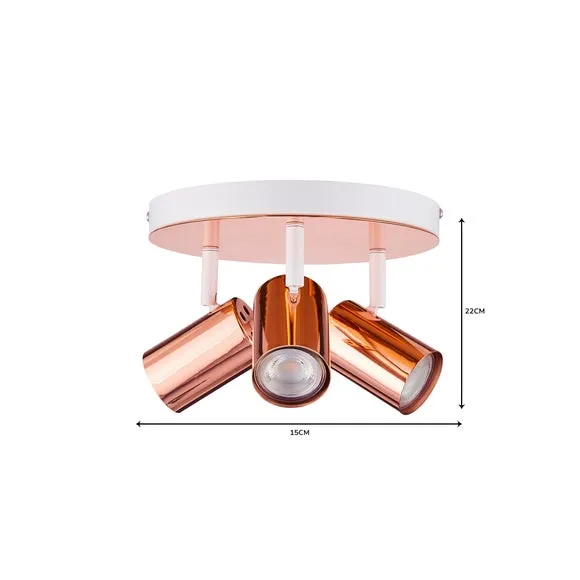 3-Light Semi Flush Spotlight - Copper, Metal