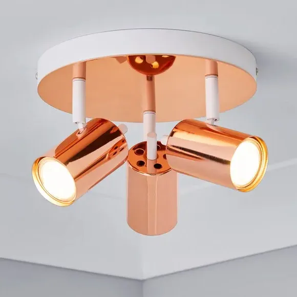 3-Light Semi Flush Spotlight - Copper, Metal
