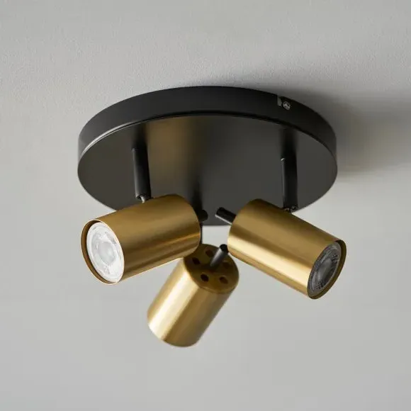 3-Light Semi Flush Spotlight - Gold, Metal