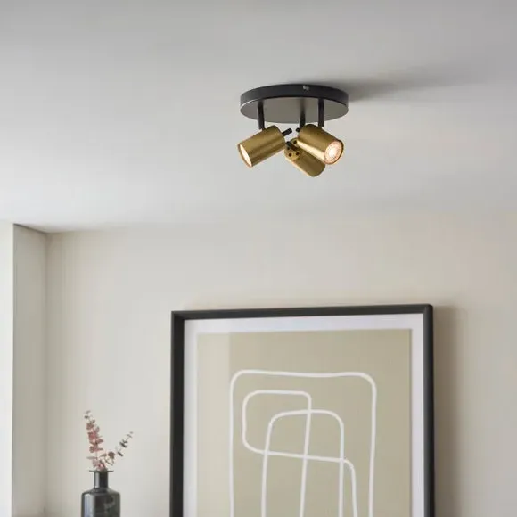 3-Light Semi Flush Spotlight - Gold, Metal