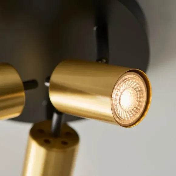 3-Light Semi Flush Spotlight - Gold, Metal