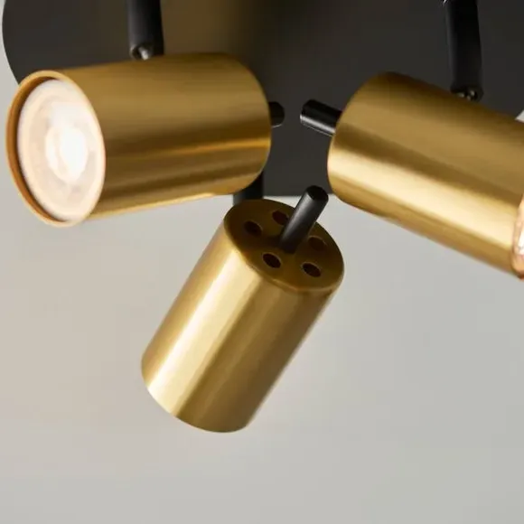 3-Light Semi Flush Spotlight - Gold, Metal