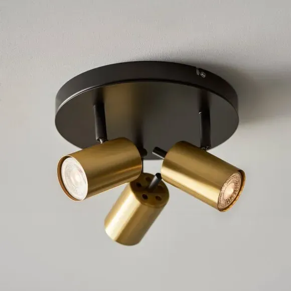 3-Light Semi Flush Spotlight - Gold, Metal