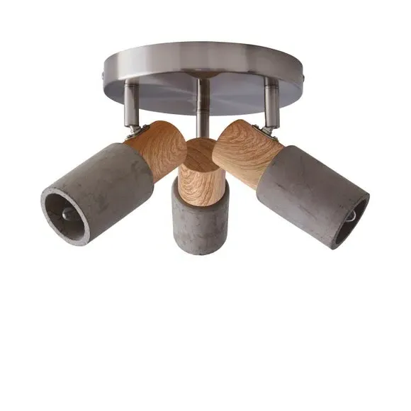 3-Light Semi Flush Spotlight - Grey, Concrete
