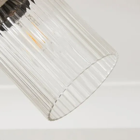 3-Light Semi Flush Spotlight - Pewter, Glass