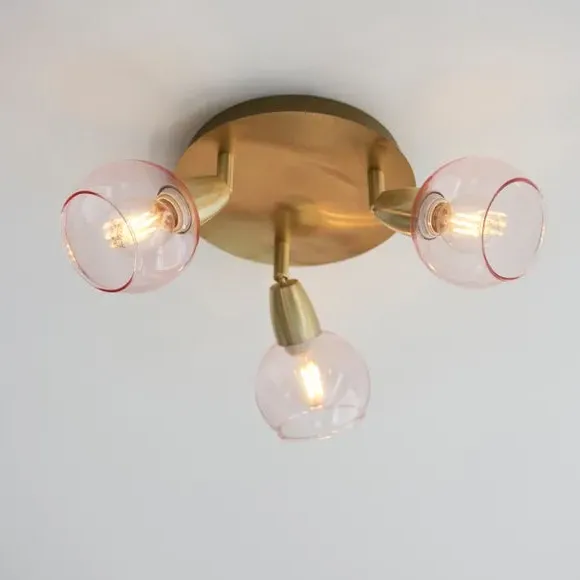 3-Light Semi Flush Spotlight - Pink, Glass image