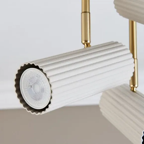 3-Light Semi Flush Spotlight - Sandstone, Metal