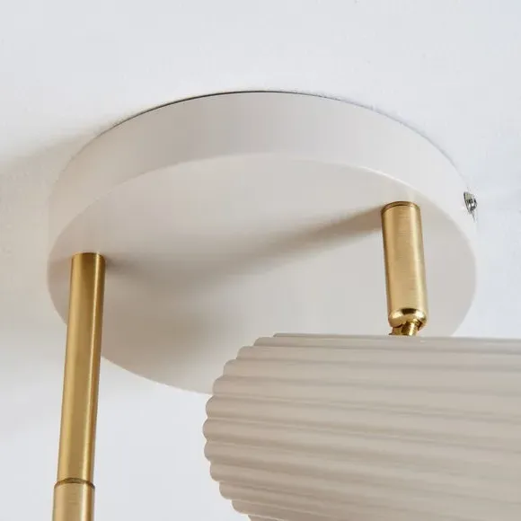3-Light Semi Flush Spotlight - Sandstone, Metal