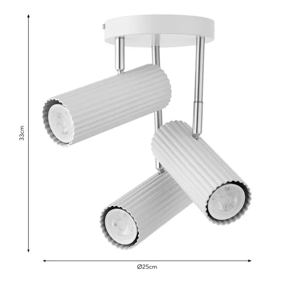 3-Light Semi Flush Spotlight - Sandstone, Metal