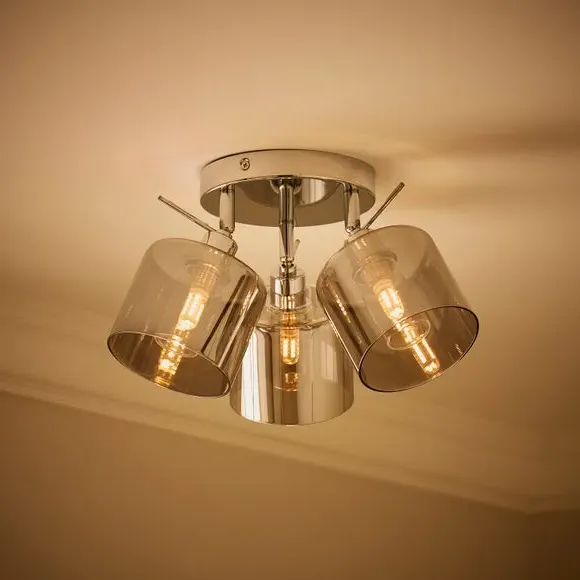 3-Light Semi Flush Spotlight - Silver, Chrome