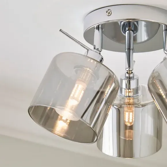 3-Light Semi Flush Spotlight - Silver, Chrome