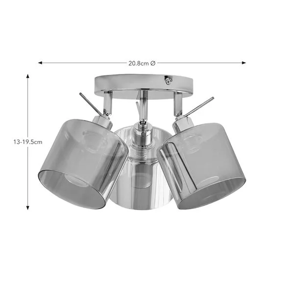 3-Light Semi Flush Spotlight - Silver, Chrome