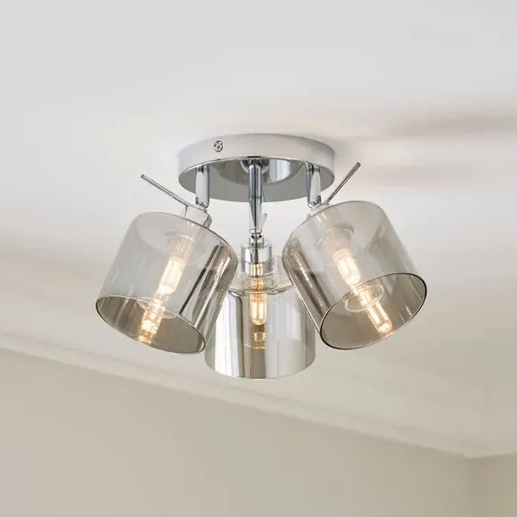 3-Light Semi Flush Spotlight - Silver, Chrome image