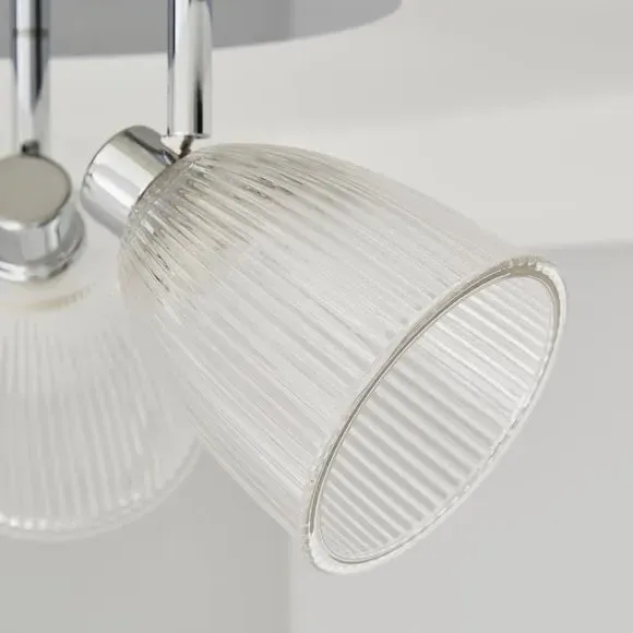 3-Light Semi Flush Spotlight - Silver, Glass