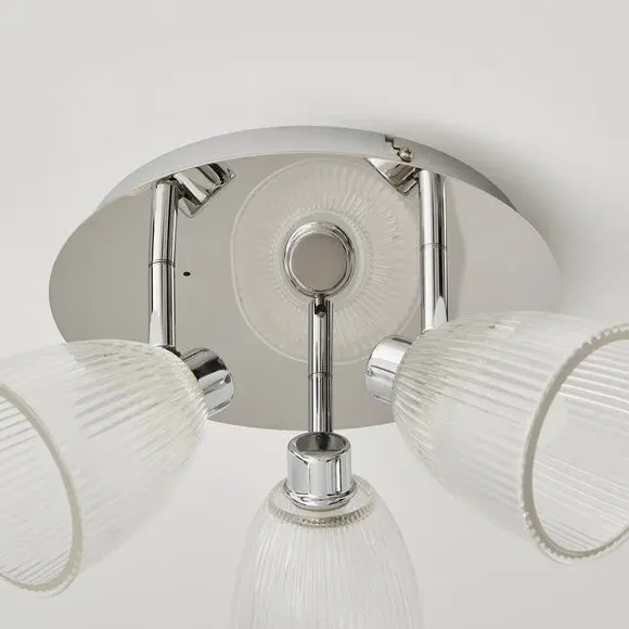 3-Light Semi Flush Spotlight - Silver, Glass
