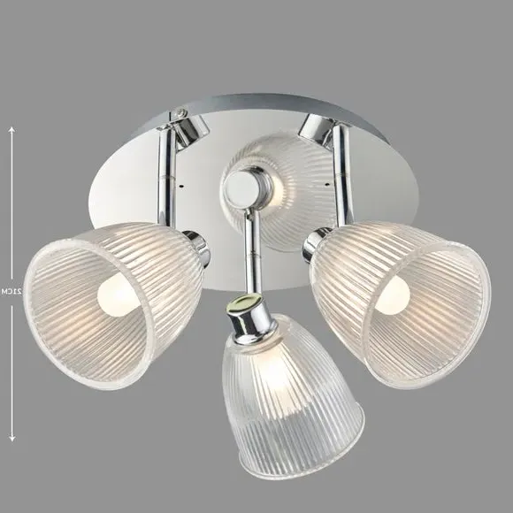 3-Light Semi Flush Spotlight - Silver, Glass