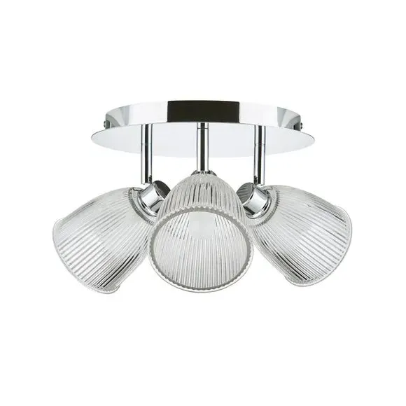 3-Light Semi Flush Spotlight - Silver, Glass