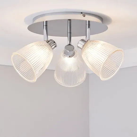 3-Light Semi Flush Spotlight - Silver, Glass image