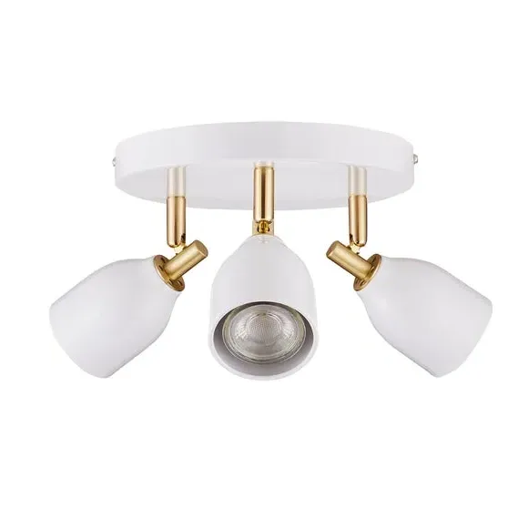 3-Light Semi Flush Spotlight - White, Metal