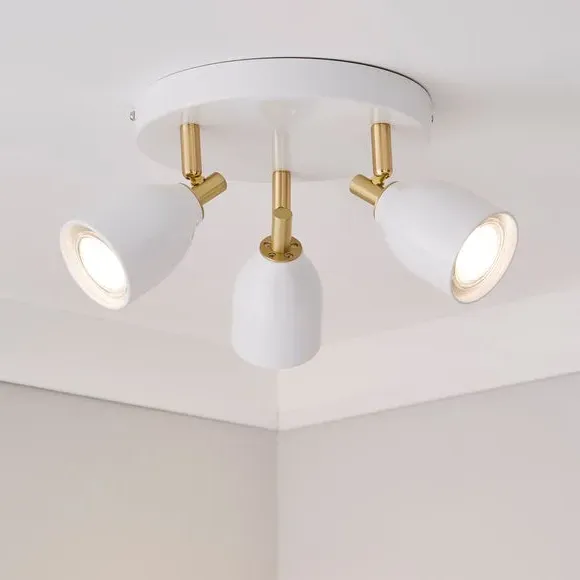 3-Light Semi Flush Spotlight - White, Metal image