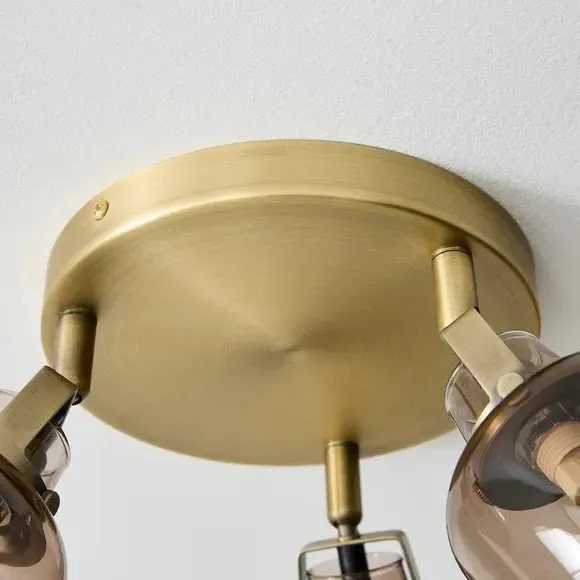 3-Light Spotlight Bar Adjustable - Brass, Metal