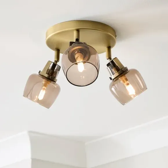 3-Light Spotlight Bar Adjustable - Brass, Metal image