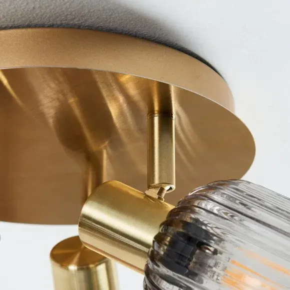 3-Light Spotlight with Ribbed Shades - Gold