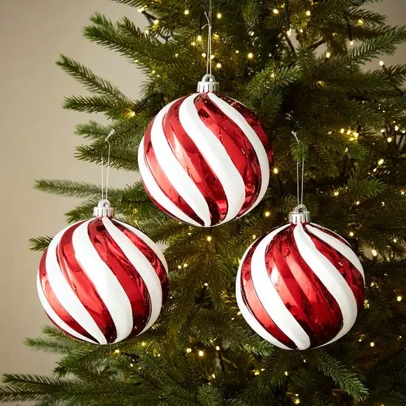 3-Pack Christmas Baubles Shatterproof - Red image