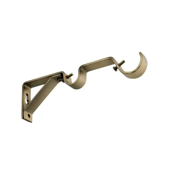 3-Pack Double Pole Brackets - Antique Brass, Metal image