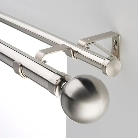 3-Pack Double Pole Brackets - Chrome, Metal