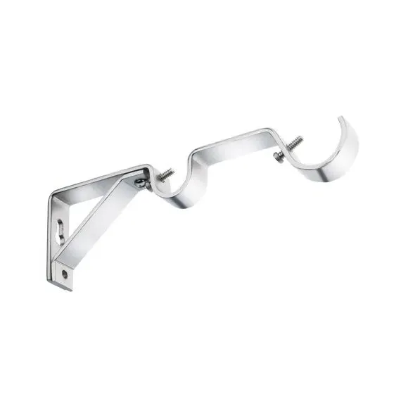 3-Pack Double Pole Brackets - Chrome, Metal