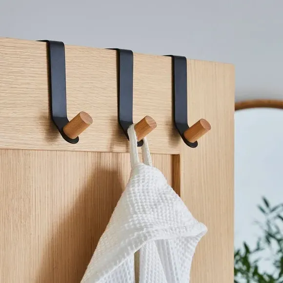 3-Pack Overdoor Hooks - Black, Metal image