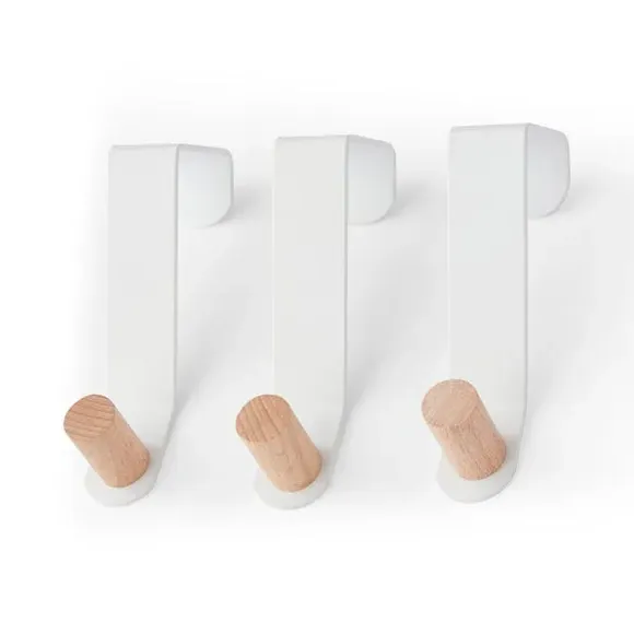 3-Pack Overdoor Hooks - White, Metal