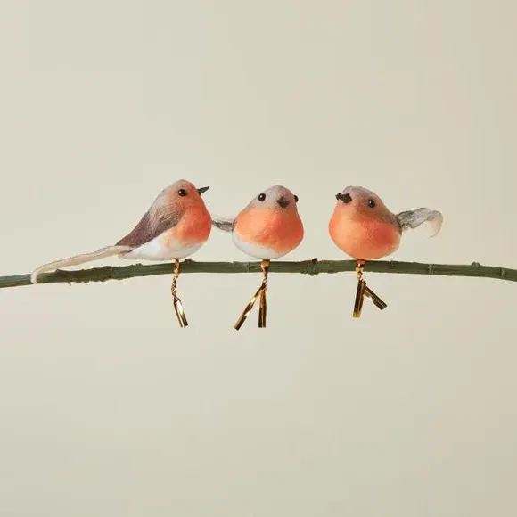 3-Pack Robin Decorations - Natural