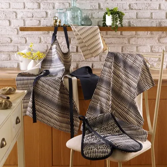 3-Pack Tea Towels with Hanging Loop - Navy, Cotton