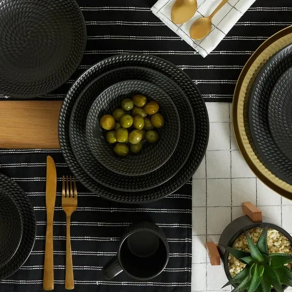 3-Pack Tea Towels with Hanging Loop - Navy, Cotton