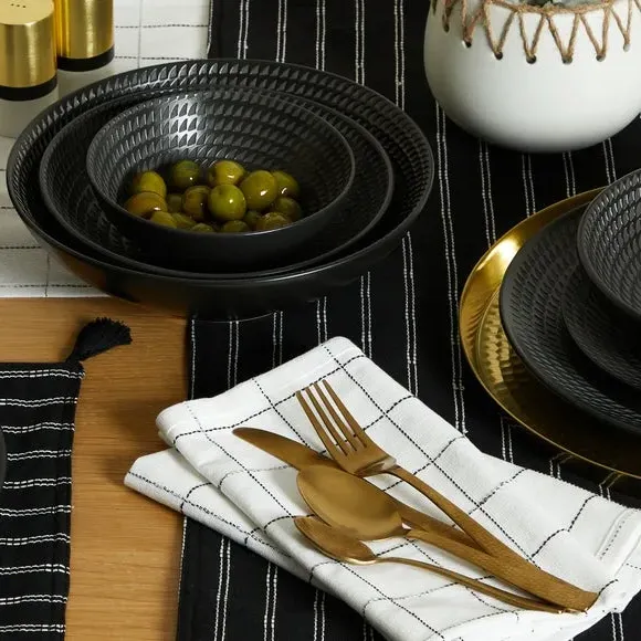 3-Pack Tea Towels with Hanging Loop - Navy, Cotton