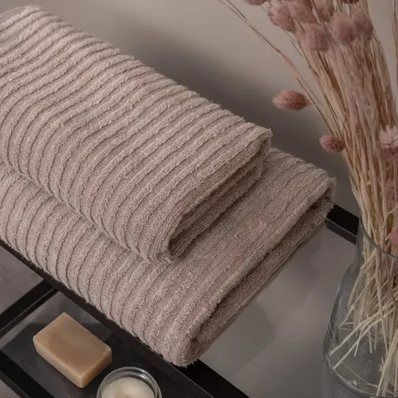 3-Piece Bathrobe & Towel Set - Brown, Cotton
