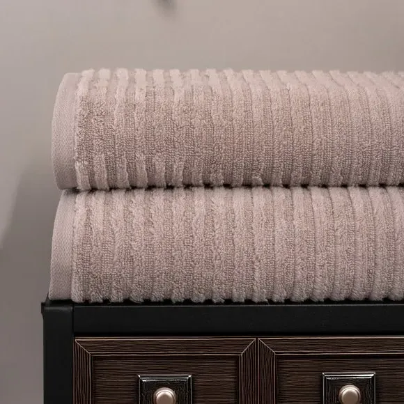 3-Piece Bathrobe & Towel Set - Brown, Cotton