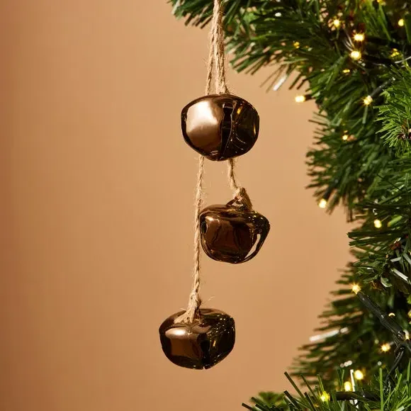 3-Piece Bell Hanging Decoration - Brown, Steel image