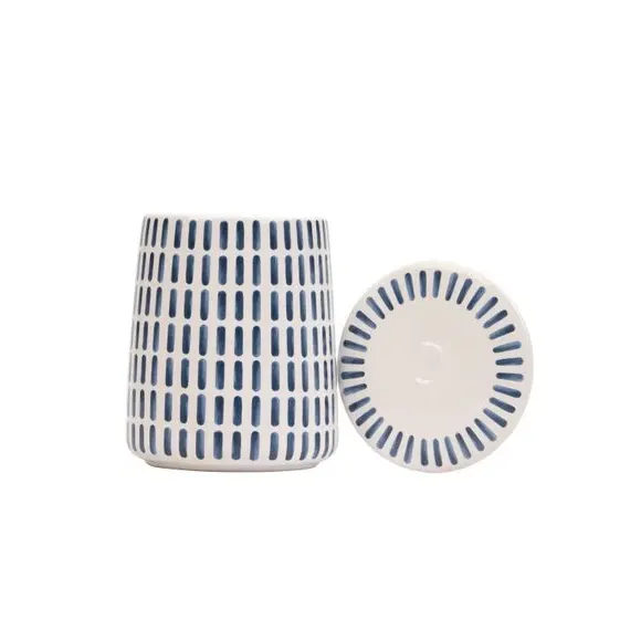 3-Piece Canister Set Tea Coffee Sugar - Blue, Stoneware